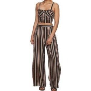 LIVE TO BE SPOILED Striped Crop Top(Medium) and Pants(Small)Set